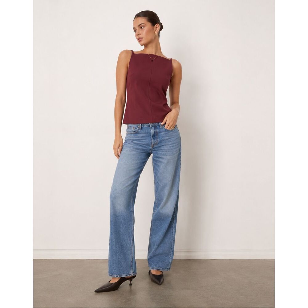 ASOS DESIGN tailored fitted cami top in dark cherry